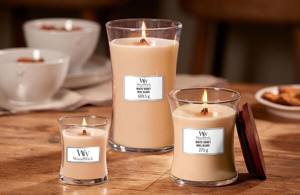 WoodWick Malá vonná svíčka Woodwick, White Honey