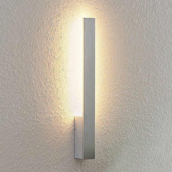 Arcchio Nástěnné svítidlo LED Ivano, výška 43 cm, broušený hliník, Hliník / šedá / zinek, Chodba, Hliník, Moderní