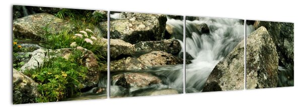 Horský vodopád - obraz (160x40cm)