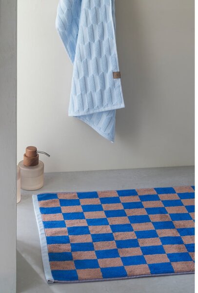 Modro-hnědá koupelnová předložka z bio bavlny 50x80 cm Retro – Mette Ditmer Denmark