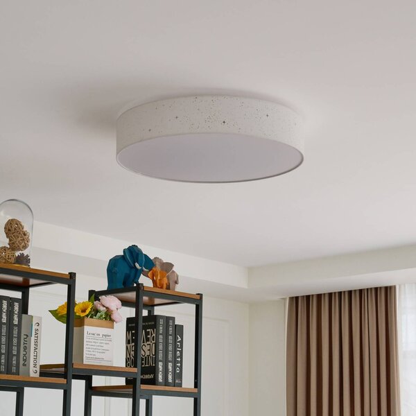 Lindby LED stropní svítidlo Ellamina, Ø 60 cm, bílé, textilní, stmívatelný, Bílá / opál, Obývací pokoj / jídelna, Textil / tkanina / hedvábí, Moderní