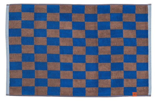 Modro-hnědá koupelnová předložka z bio bavlny 50x80 cm Retro – Mette Ditmer Denmark