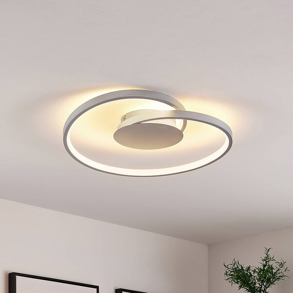 Lucande Stropní svítidlo LED Enesa, Ø 46 cm, 2 700 K, stmívatelné, stmívatelný, Hliník / šedá / zinek, Ložnice, kov, Moderní
