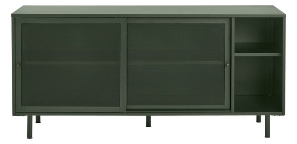 Tmavě zelená kovová nízká komoda s posuvnými dveřmi 160x75 cm Veep – Unique Furniture