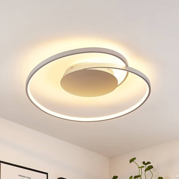 Lucande Stropní svítidlo LED Enesa, 63 cm, dálkové ovládání, stmívatelné, stmívatelný, Hliník / šedá / zinek, Ložnice, kov, Moderní