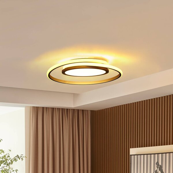 Lucande Stropní svítidlo LED Noud, 49 cm, stříbrná, hliník, stmívatelné, stmívatelný, Chrom / stříbro, Ložnice, kov, Moderní