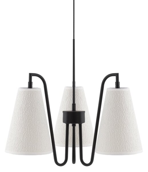 Závěsná svítidlo Globen Lighting, Lou Bouclé 3, stmívatelné, Bílá, Obývací pokoj, Tkanina / Textil, Skandinávský