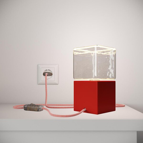 Dřevěná stolní lampička E27 Posaluce Cubetto Color Barva: červená, Žárovka: bez žárovky