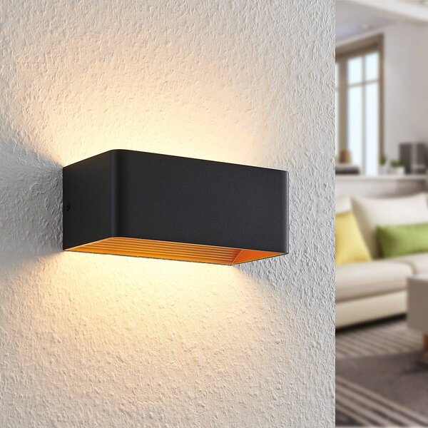 Arcchio LED nástěnné svítidlo Karam, 20 cm, černá, kov, nahoru/dolů, Černá, Obývací pokoj / jídelna, Hliník, Moderní