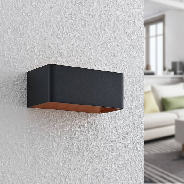 Arcchio LED nástěnné svítidlo Karam, 20 cm, černá, kov, nahoru/dolů, Černá, Obývací pokoj / jídelna, Hliník, Moderní