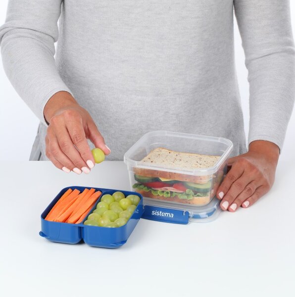 Sistema Dělený vodotěsný box na jídlo To Go STAX, 1,15 l, modrá