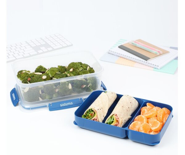 Sistema Dělený vodotěsný box na jídlo To Go STAX, 2,2 l, modrá