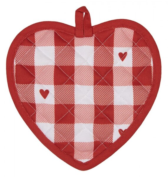 Červeno-bílá bavlněná chňapka / podložka pod hrnec se srdíčky Love It – 20x20 cm