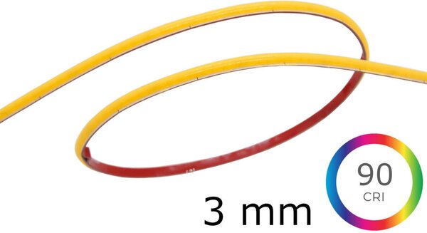 Ultra tenký 3mm LED pásek COB 4,8W/m, 24V, IP20, 400LED/m, CRI>90 Barva světla: Teplá bílá, 2700K