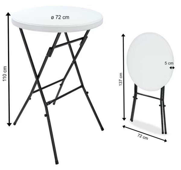 Plastový párty stůl LYDA, Ø72x110cm, bílá Casaria