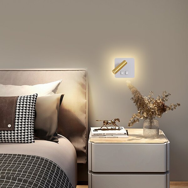 Immax GOAL 2 Vypínače, designové nástěnné LED svítidlo 7W, BÍLÉ+ZLATÉ