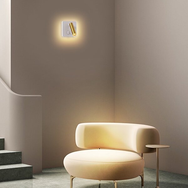 Immax GOAL 2 Vypínače, designové nástěnné LED svítidlo 7W, BÍLÉ+ZLATÉ