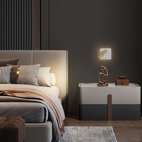 Immax GOAL 2 Vypínače, designové nástěnné LED svítidlo 7W, BÍLÉ+ZLATÉ