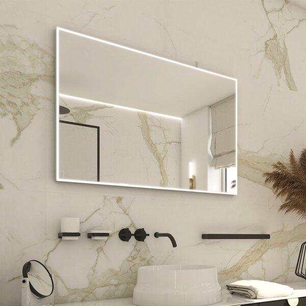Zrcadlo do koupelny 90x70 s osvětlením v tenkém rámu po obvodu NIMCO ZP 13019