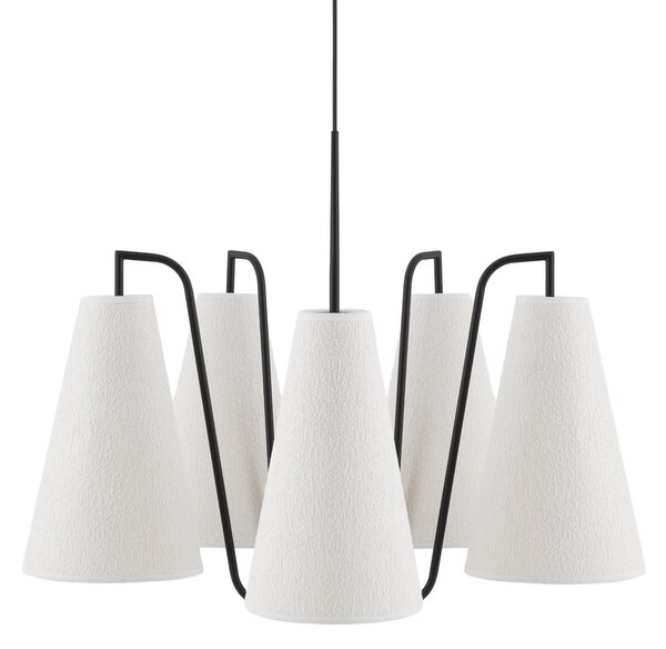 Závěsná svítidlo Globen Lighting, Lou Bouclé 5, stmívatelné, Bílá, Obývací pokoj, Tkanina / Textil, Skandinávský