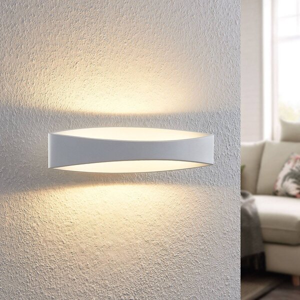 Arcchio LED nástěnné svítidlo Jelle, 44 cm, bílé, kov, nahoru/dolů, stmívatelný, Bílá / opál, Obývací pokoj / jídelna, Hliník, Moderní