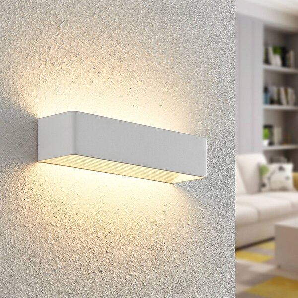 Arcchio LED nástěnné světlo Karam, 37 cm, bílé, kov, nahoru/dolů, stmívatelný, Bílá / opál, Obývací pokoj / jídelna, Hliník, Moderní