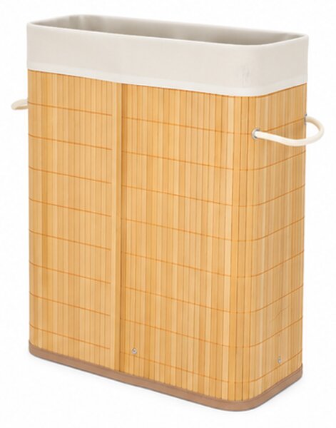 Koš na prádlo, 40 l, bambus/látka, 50x40x20 cm, přírodní/krémová, Dekorino KP20260001