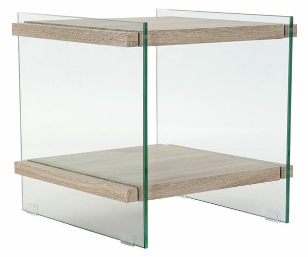DKD Home Decor Noční stolek Sklo, Dřevo (50 x 50 x 49 cm)