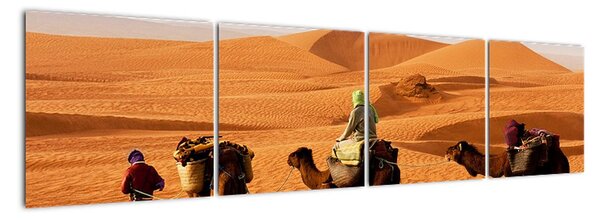 Velbloudi v poušti - obraz (160x40cm)