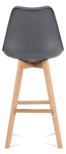 Barová židle v šedé barvě s dřevěnou konstrukcí v dekoru buk CTB-801 GREY
