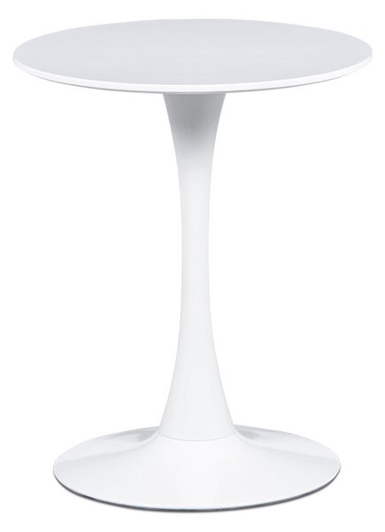 Jídelní stůl pr.60x72 cm, bílá matná MDF, kov bílý vysoký lesk DT-560 WT