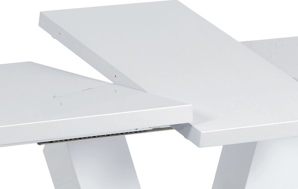 Vikio Rozkládací jídelní stůl 120+40x80 cm bílý lesk broušený nerez AJS129B