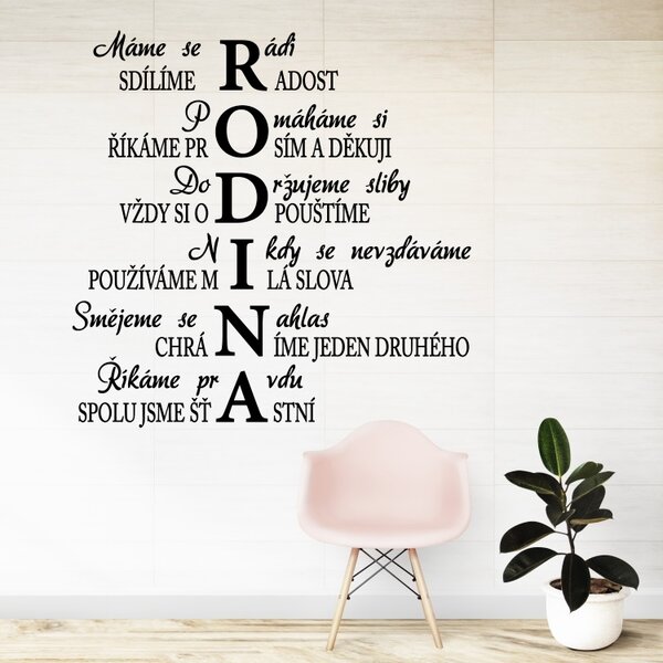 Rodina a pravidla - vinylová samolepka na zeď - 80x80cm