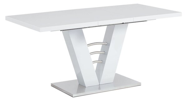 Vikio Rozkládací jídelní stůl 120+40x80 cm bílý lesk broušený nerez AJS129B