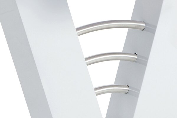 Vikio Rozkládací jídelní stůl 120+40x80 cm bílý lesk broušený nerez AJS129B