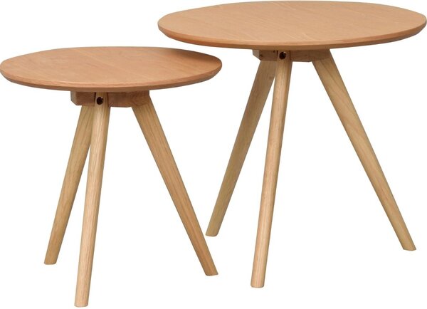 Set dvou dubových odkládacích stolků ROWICO YUMI 50/40 cm