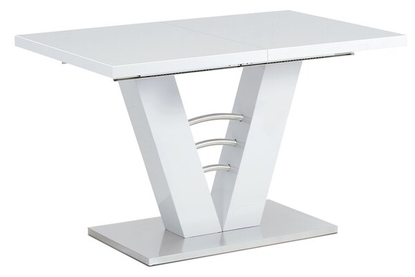 Vikio Rozkládací jídelní stůl 120+40x80 cm bílý lesk broušený nerez AJS129B