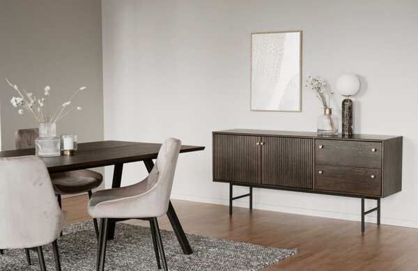 Tmavě hnědá dubová komoda ROWICO CLEARBROOK 160 x 42 cm