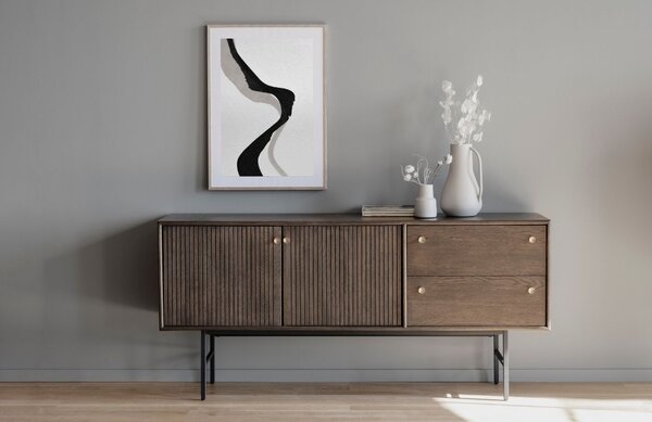 Tmavě hnědá dubová komoda ROWICO CLEARBROOK 160 x 42 cm