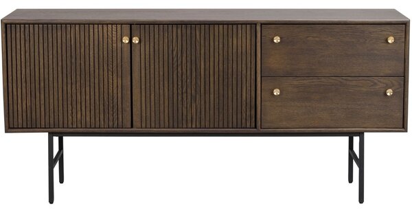 Tmavě hnědá dubová komoda ROWICO CLEARBROOK 160 x 42 cm