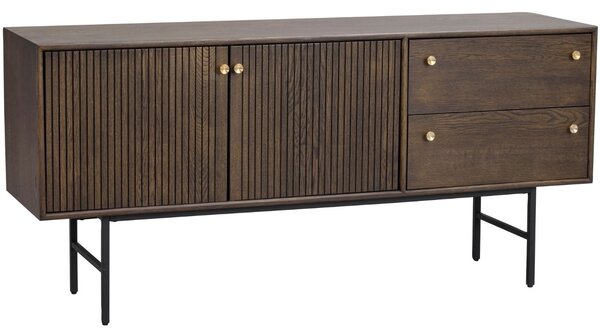 Tmavě hnědá dubová komoda ROWICO CLEARBROOK 160 x 42 cm