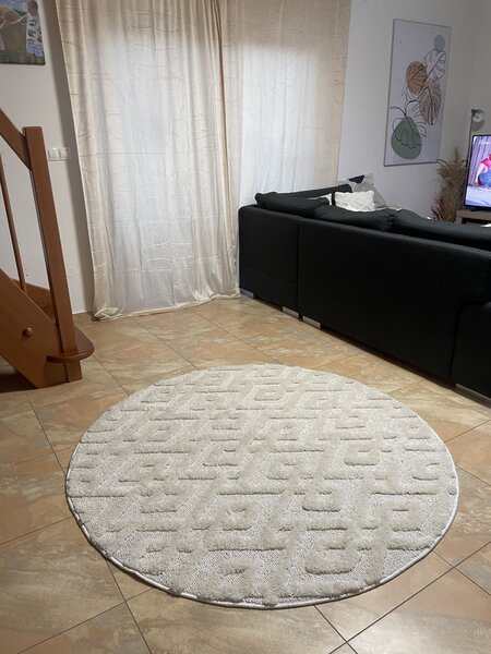 Ayyildiz, Kusový koberec Pisa 4708 Cream kruh, 80x80 (průměr) kruh, bílá, ložnice