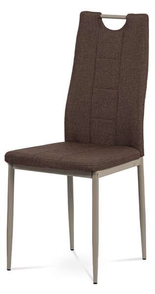 Jídelní židle DCL-393 BR2 látka hnědá, kov cappuccino lesk, VÝPRODEJ