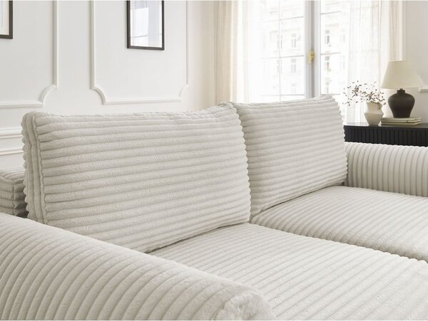 Krémová manšestrová rozkládací pohovka 257 cm Lucien – Bobochic Paris