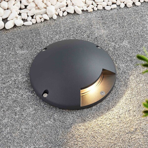 Lindby LED podlahové bodové svítidlo Cormac, 1 světlo, Ø 21 cm, IP67, Černá, Hliník, Moderní