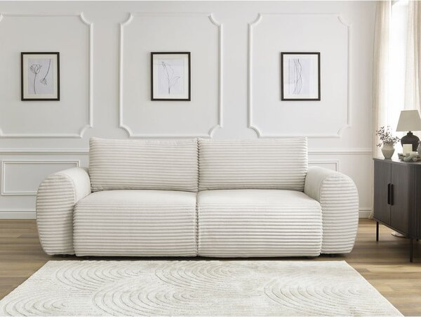 Krémová manšestrová rozkládací pohovka 257 cm Lucien – Bobochic Paris