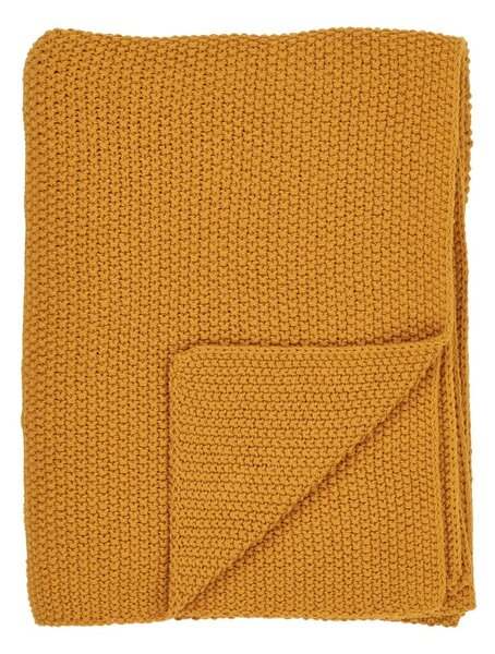 Žlutá pletená deka z recyklované bavlny 130x170 cm Santos – House Nordic