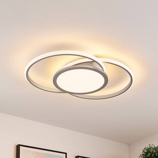 Lucande Stropní svítidlo LED Senne, 63 cm, stříbrná, hliník, stmívatelný, Hliník / šedá / zinek, Kuchyň, kov, Moderní
