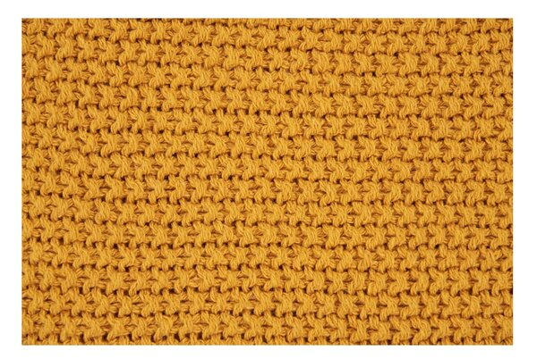 Žlutá pletená deka z recyklované bavlny 130x170 cm Santos – House Nordic