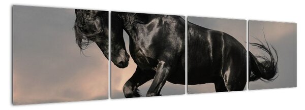 Černý kůň, obraz (160x40cm)